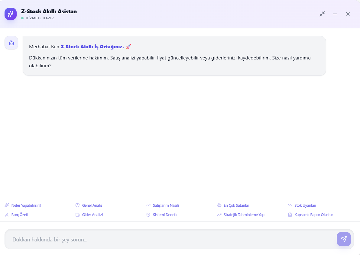 Z-Stock Yapay Zeka Asistanı